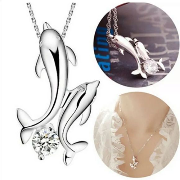 Dolphin Rhinestone Necklace - Picture 4 of 8